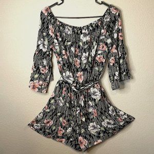 As U Wish Floral and Stripe Romper